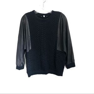Sandro Quilted Virgin Wool Pull Over Sweater